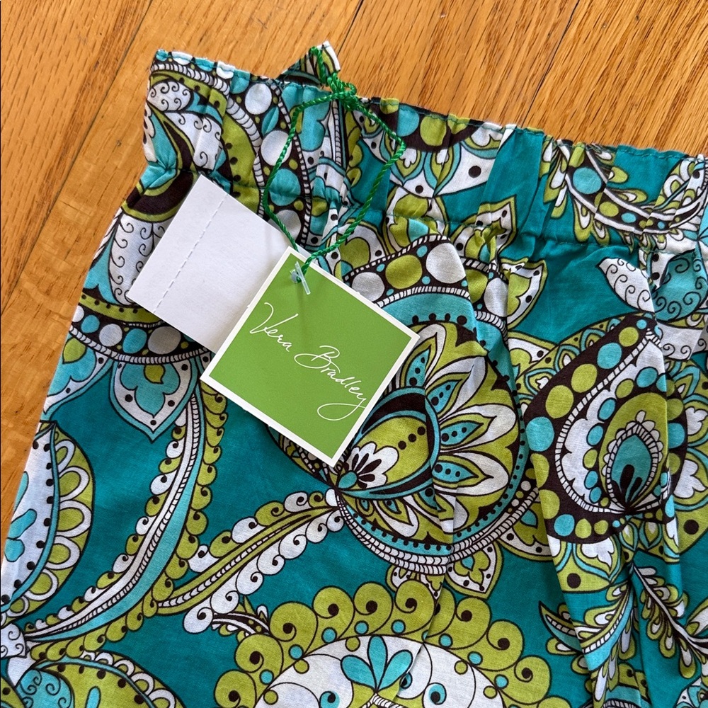 Vera Bradley Peacock Print Turquoise and Lime PJ Pants - Picture 3 of 6